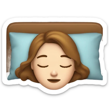 White girl with frekles Brown not curly hair sleeping peacfully on a pillow  sticker