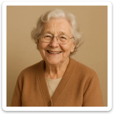gentle and warm grandma, smiling, simple background sticker