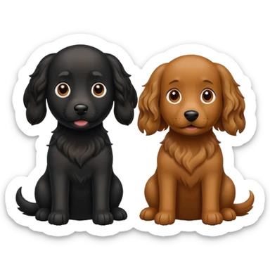 two dogs with wavy hair, one black and one brown sticker