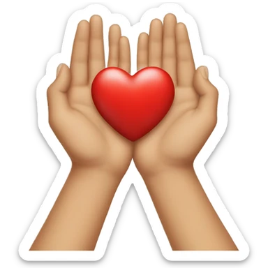 two hands holding a heart hovering above them sticker