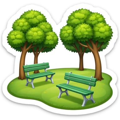 park with benches sticker