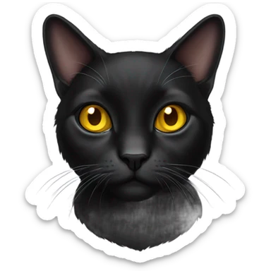 black lop-eared cat with yellow eyes sticker