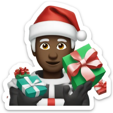 black Christmas gifts under a white Christmas tree  sticker