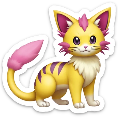 Liepard-Skitty-Delcatty-Pokémon-Fakémon-hybrid-creature (full body) sticker