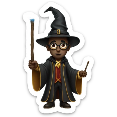 P diddy dressed up as a harry potter wizard full body holding a wand and pointing it at something sticker