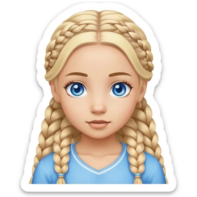 blue eyed girl with blonde braids and light skin tone  sticker