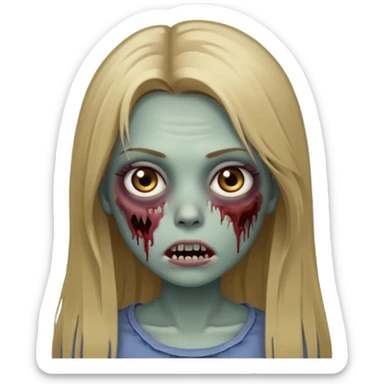 discret zumbi girl long dark blonde straight hair sticker