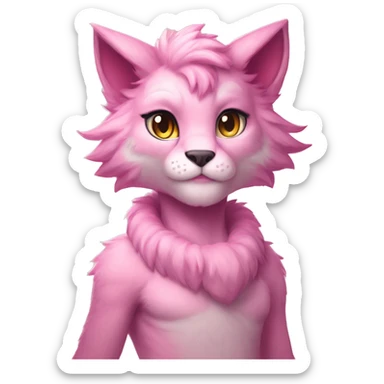 Anthropomorphic Anthro Pastel Pink Sona Lynx-Fakémon Furry Full Body sticker