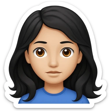 Long black hair little wave black eyes brown but not that much brown skin  sticker