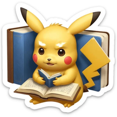 pikachu studying looking into book sweating sticker