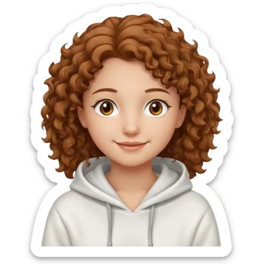 Una ragazza con una felpa semplice bianca,ha gli occhi marroni,i capelli marroni chiaro , c’è gli ha lunghi e ricci ma non troppo sticker