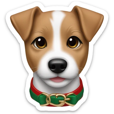 baby jack russell terrier light brown wearing gucci green and red sticker