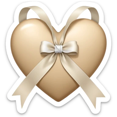 beige heart with white ribbon sticker
