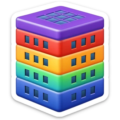 I want a 7 storey building with 7 chakras colour. Starting with violet, indigo, blue, green, yellow, orange , red sticker