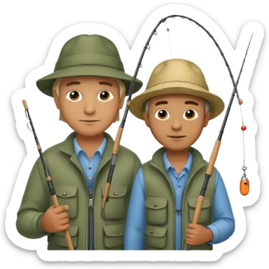 father and son fishing sticker