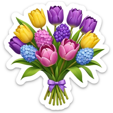 tulip, hyacinth and hydrangeas boquet sticker
