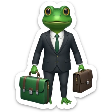 frog with a suit and tie and a briefcase sticker