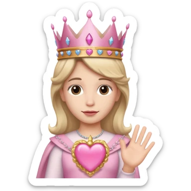 Jesús con un corazón rosado y una corona en su mano de princesa  sticker