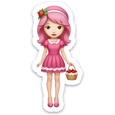 pretty and cute realistic modern day strawberry shortcake full body with high heels sticker