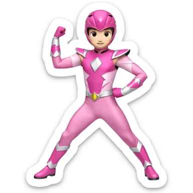 A cute Pink power ranger in different cute poses sticker