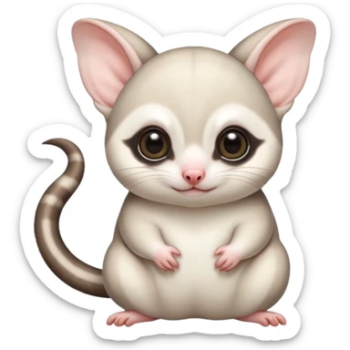 Fat and cute Japanese sugar glider  white. A mom anda a baby one very fat and cute. Snow white colour very white sticker