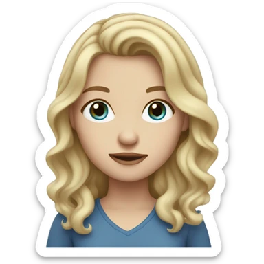 Girl with wavy blonde light brunette hair and blue eyes blue  sticker
