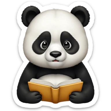 panda reading with a stressed face sticker