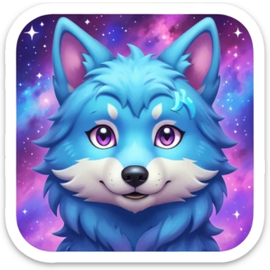anthropomorphic anthro kawaii cute colorful shiny pastel nebula furry wolf-fursona furry  sticker