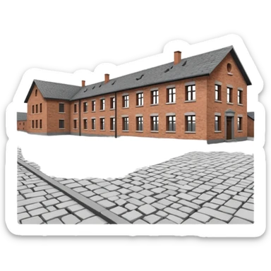 Auschwitz camp from outside but png of that structure  sticker