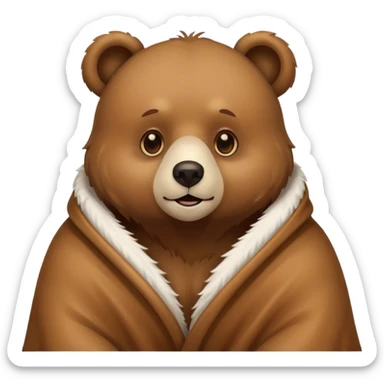 Bear cozy in white blanket sticker