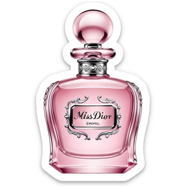 Miss Dior perfume bottle, elegant, pink liquid sticker