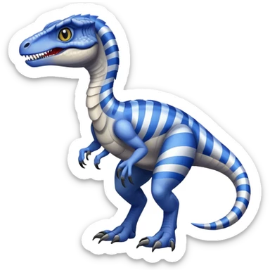 Gray velociraptor with a blue stripe sticker