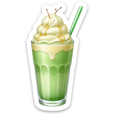Japanese cream soda green on a glass with ice ice cream vanilla 1 scoop on top sticker