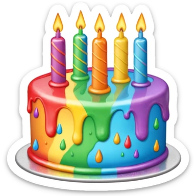Huge fantastic epic aesthetic shiny glittery Melted rainbow birthday cake  sticker