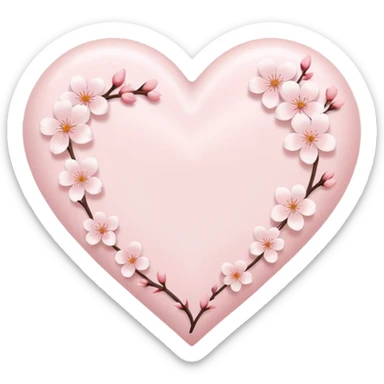 white heart emoji with subtle sakura petal texture sticker