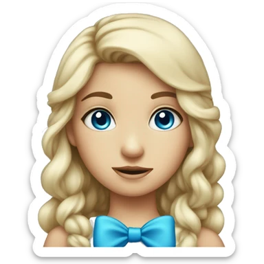 blue-eyed girl with bow sticker