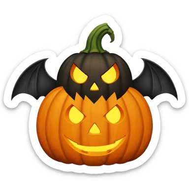 Pumpkin with bat and ghost  sticker