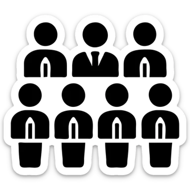 A group of 8 designers and one manager sticker