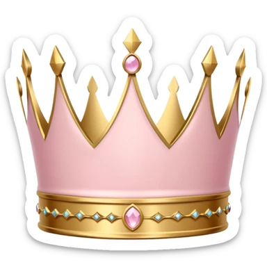 A luxurious light pink crown with golden accents and elegant details, featuring a prominent empty space  sticker