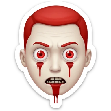 A realistic portrait of a man in horror, waist-length sticker