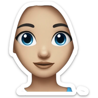 Girl with black hair and blue eyes and her hair is tied sticker