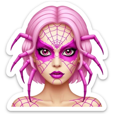 lady monster pink glam spiderweb make up face  sticker