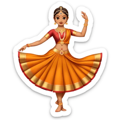 cinematic-realistic-bharatanatyam-dance-emoji,-depicted-as-an-elegant-classical-indian-dance-performance-with-graceful-poses,-intricate-costumes,-and-expressive-hand-gestures,-rendered-with-rich-textures-and-warm-dramatic-lighting, single dancer full body  sticker