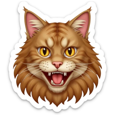 Realizza un gatto di razza maine coon con denti affilatissimi e cattivissimo sticker