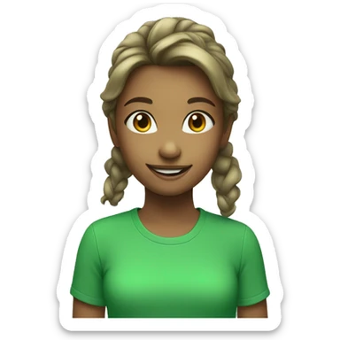 smiling girl in green shirt sticker