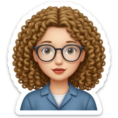 una chica con rizos y el cabello suelto con gafas sticker