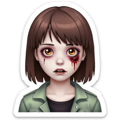 garota zumbi de cabelo castanho e franjinha emo  sticker