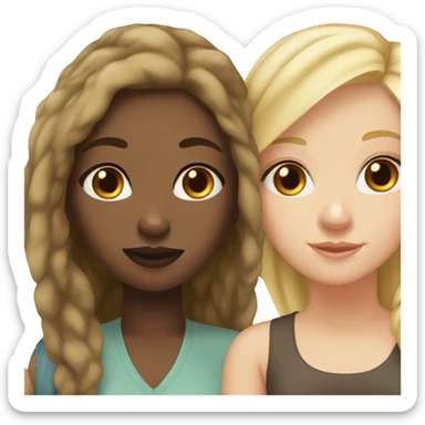 black girl brown hair and blonde white girl best friends sticker