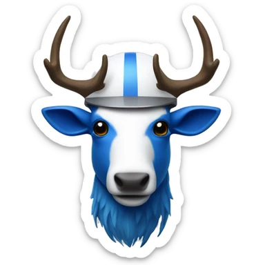 Blue elk in a white helmet sticker