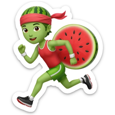 Running Watermelon with arms and legs with a sports headband  sticker